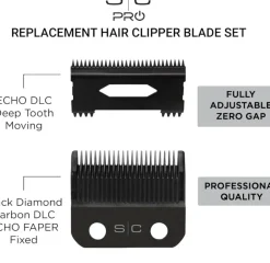 StyleCraft Replacement Echo Fixed DLC Hair Clipper Blade With DLC Deep Tooth Cutter Set