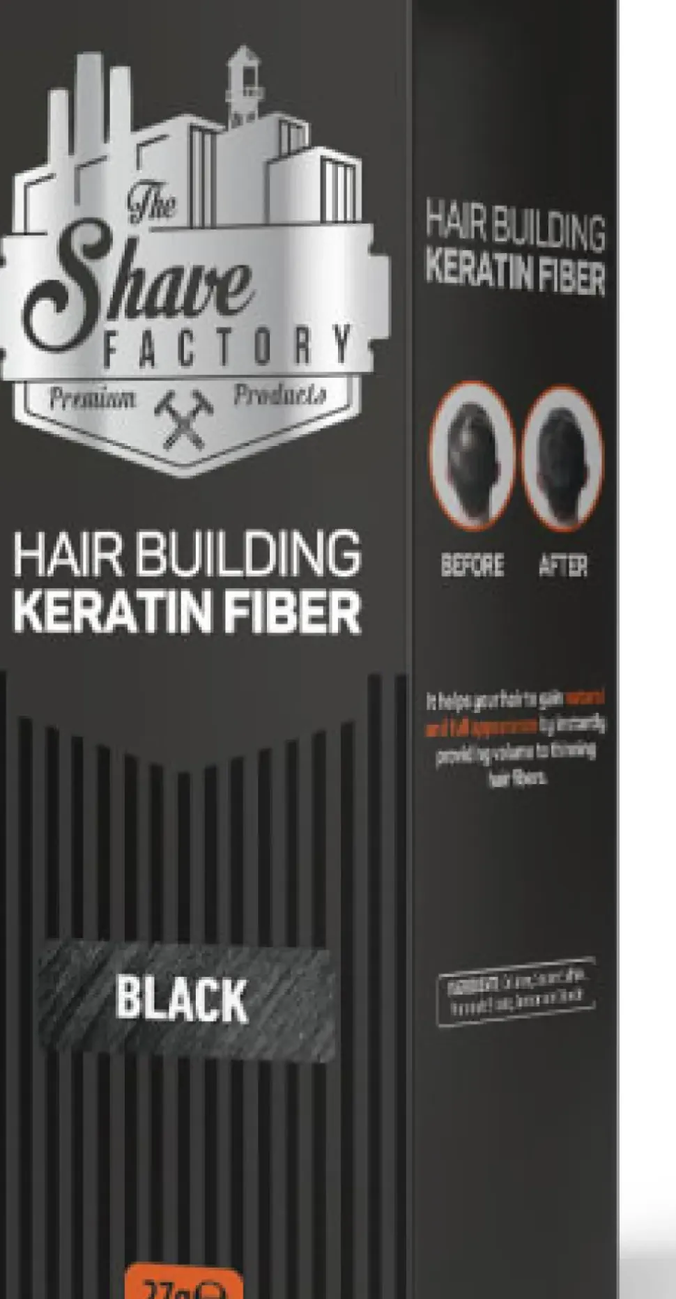 The Shave Factory Hair Building Keratin Fiber Black 27g