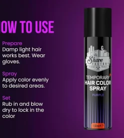The Shave Factory Temporary Hair Color Spray Purple - 150 ml
